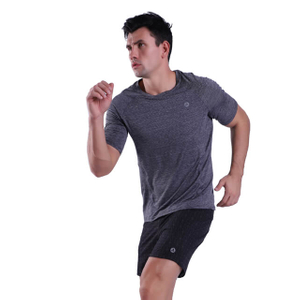 Мужская быстросохнущая футболка с коротким рукавом, дышащая беговая футболка для тренировок, топ с воротником-хомутом